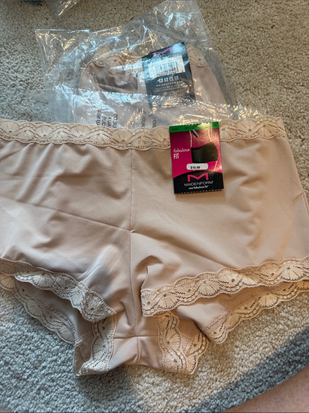 Maidenform 2 pair Boy short size 7L NWT Beige